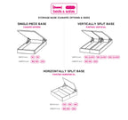 Size diagram for storage beds and bed bases