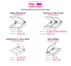 Size chart for storage beds