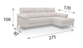 Medidas del sofá chaise longue Rumba