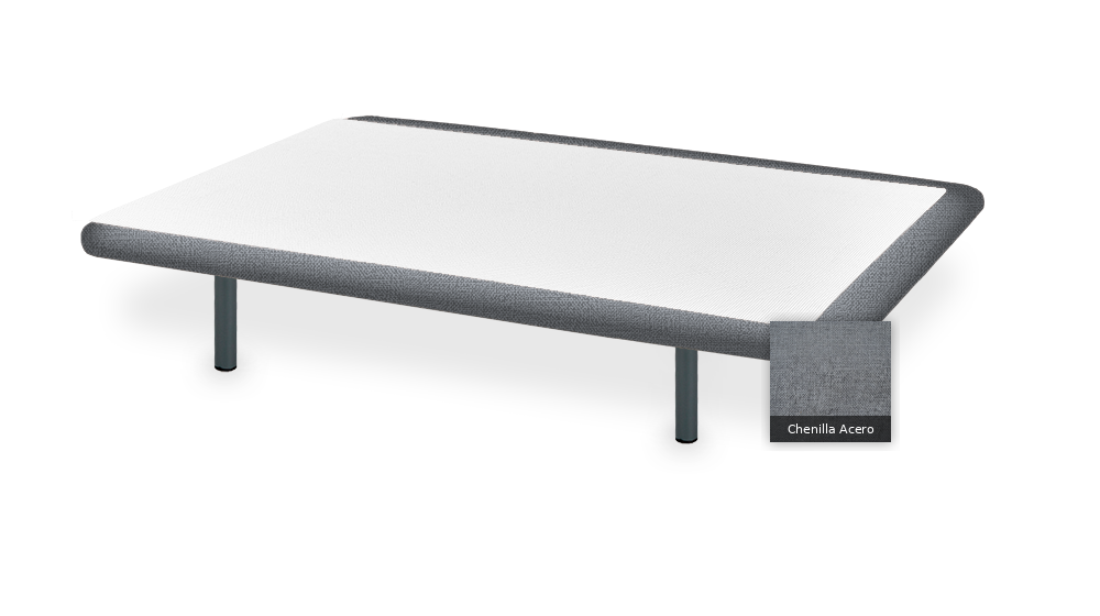 Base Tapizada Plus upholstered bed base in Chenilla Acero