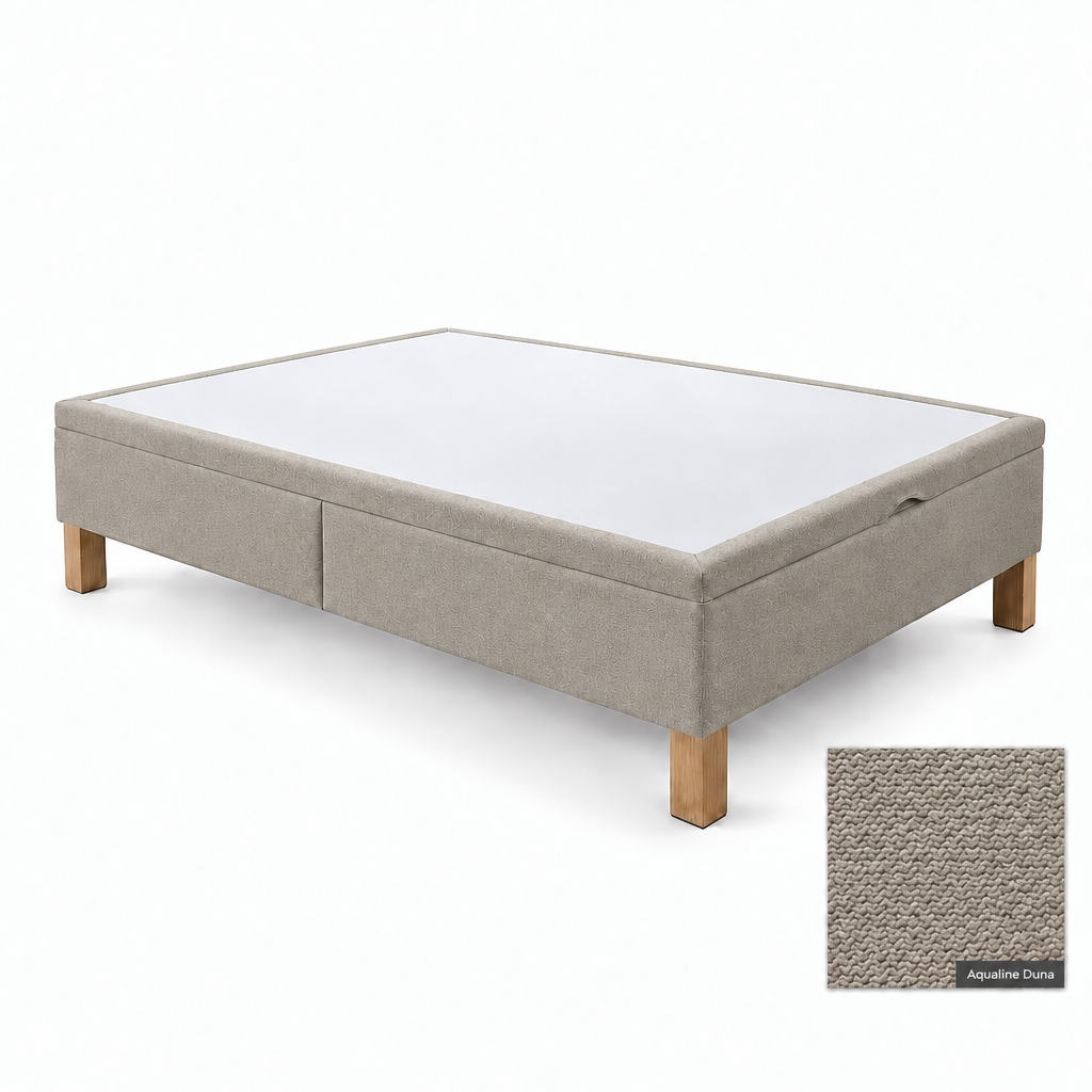 Bed base in Aqualine Duna with white top panel