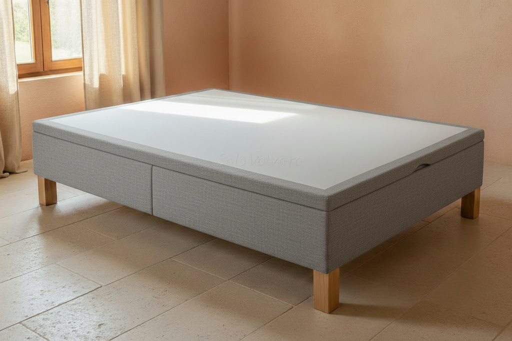 Bed base in Aqualine Plomo grey