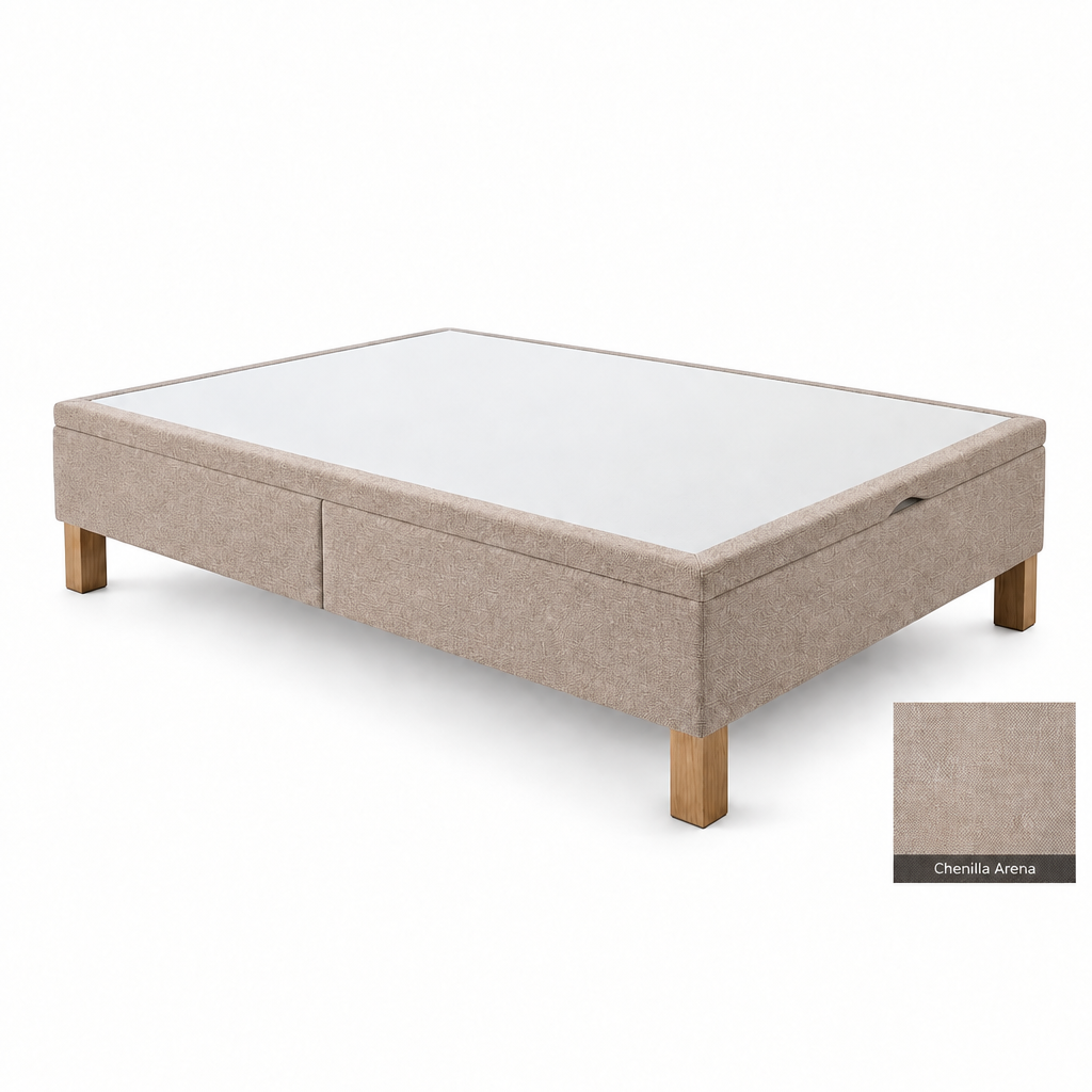 Bed base in Chenilla Arena with white top panel