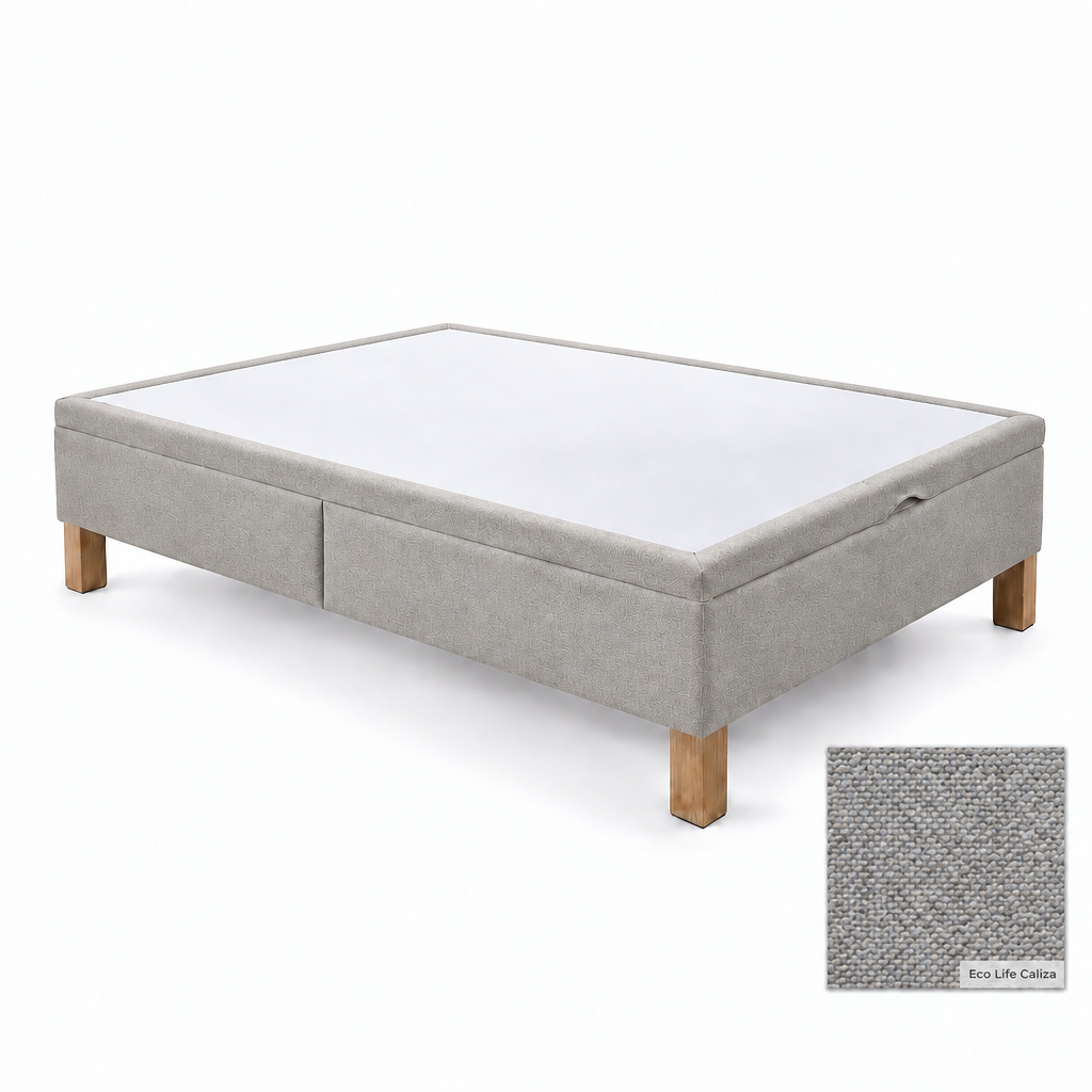 Bed base in Eco Life Caliza with white top panel