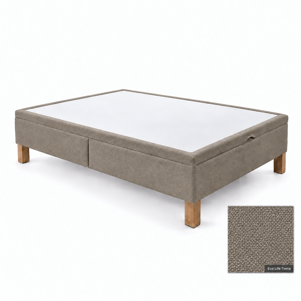 Bed base in Eco Life Tierra with white top panel