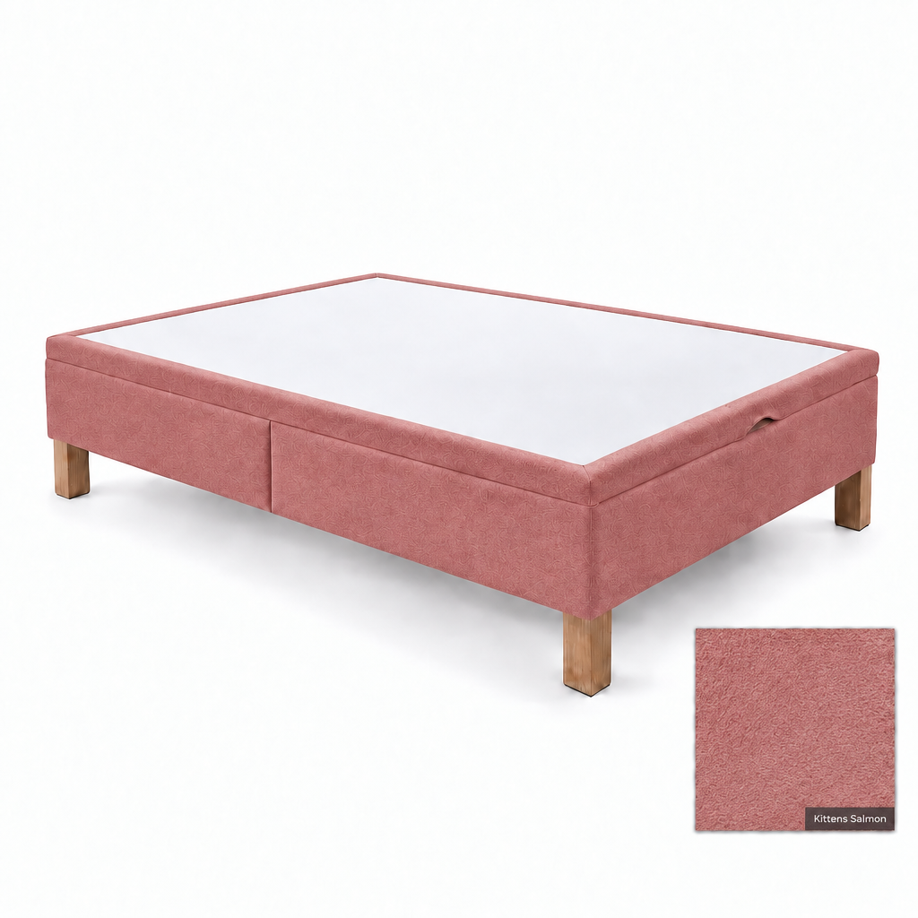 Bed base in Kittens Salmon with white top panel