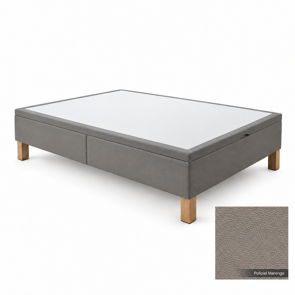 Bed base in Polipiel Marengo with white top panel