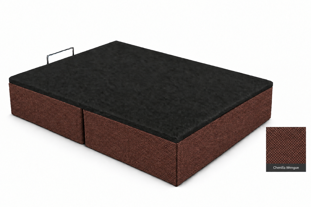 Upholstered storage bed in Chenilla Wengué