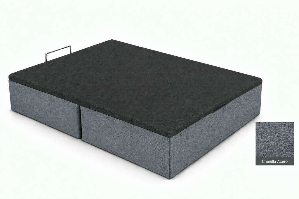 Upholstered storage bed in Chenilla Acero