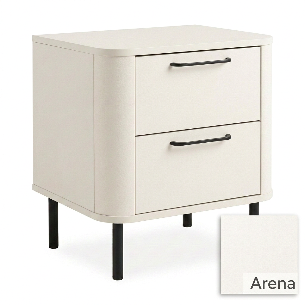 2-drawer bedside table in Arena with swatch
