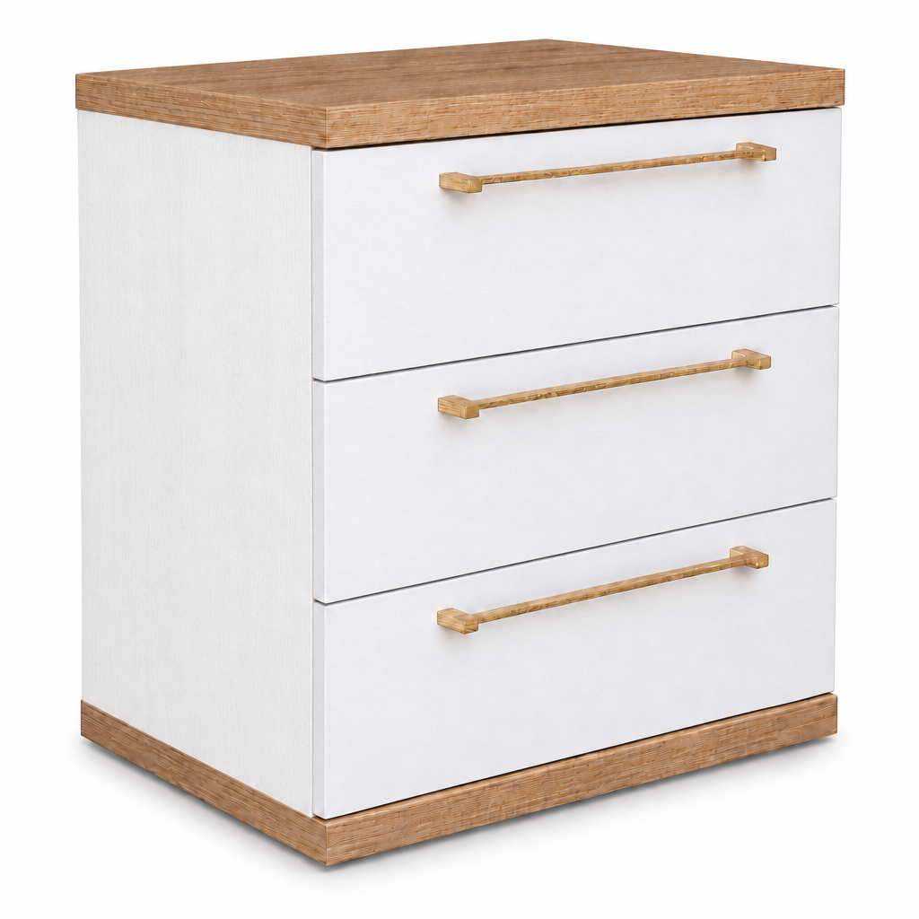 3-drawer wooden bedside table