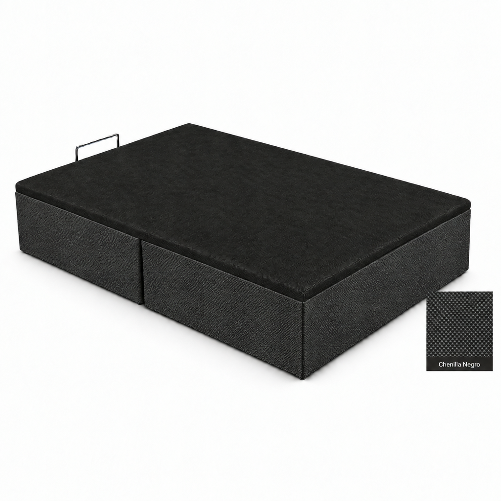 Chenilla Negro bed base with finer fabric texture