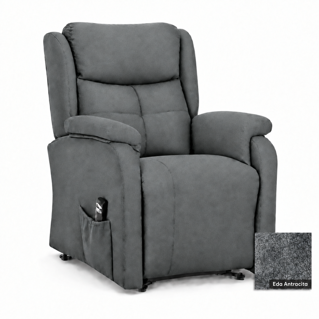 Cintia chair lightened toward the Eda Antracita swatch