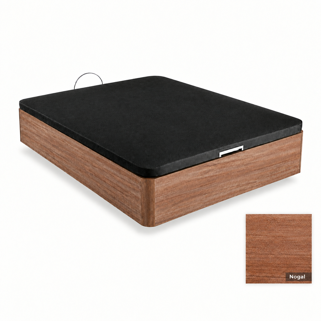 Praga storage bed base in Nogal