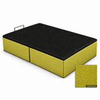 Upholstered storage bed in Polipiel Pistacho
