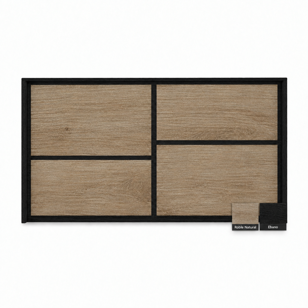 Cabecero de madera Capri en Roble Natural y Ébano