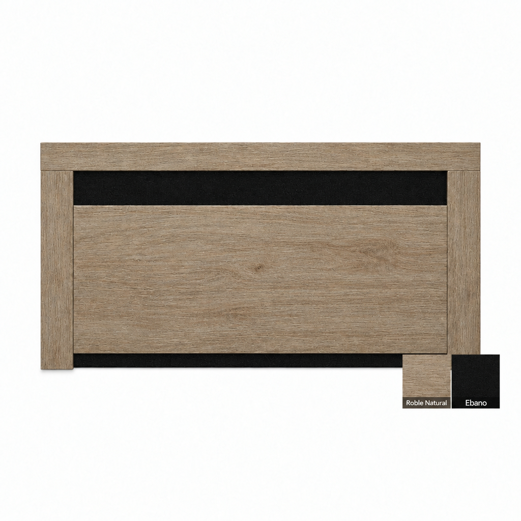 Cabecero de madera Navia en Roble Natural y Ébano