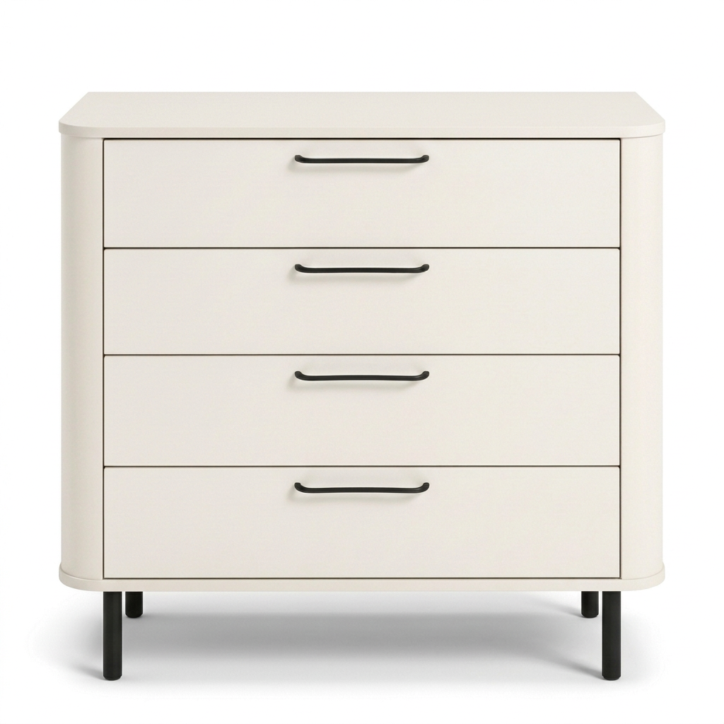 4-drawer chest on black legs in Arena – front view