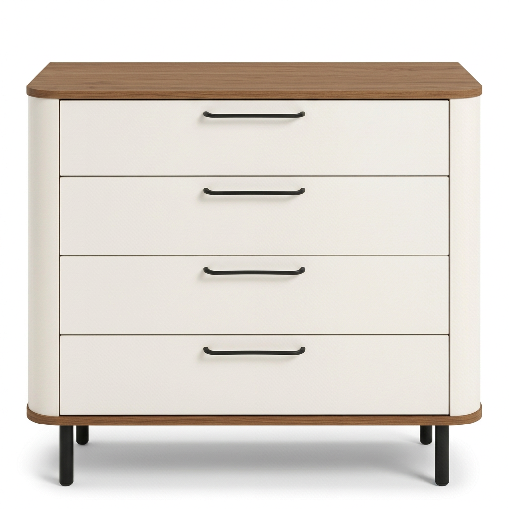 4-drawer chest in Arena with Nogal top and base – front view
