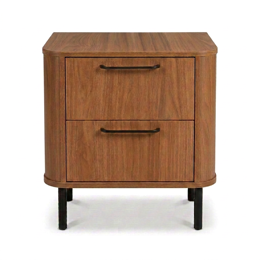 2-drawer bedside table on legs in Nogal walnut