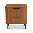2-drawer bedside table on legs in Nogal walnut