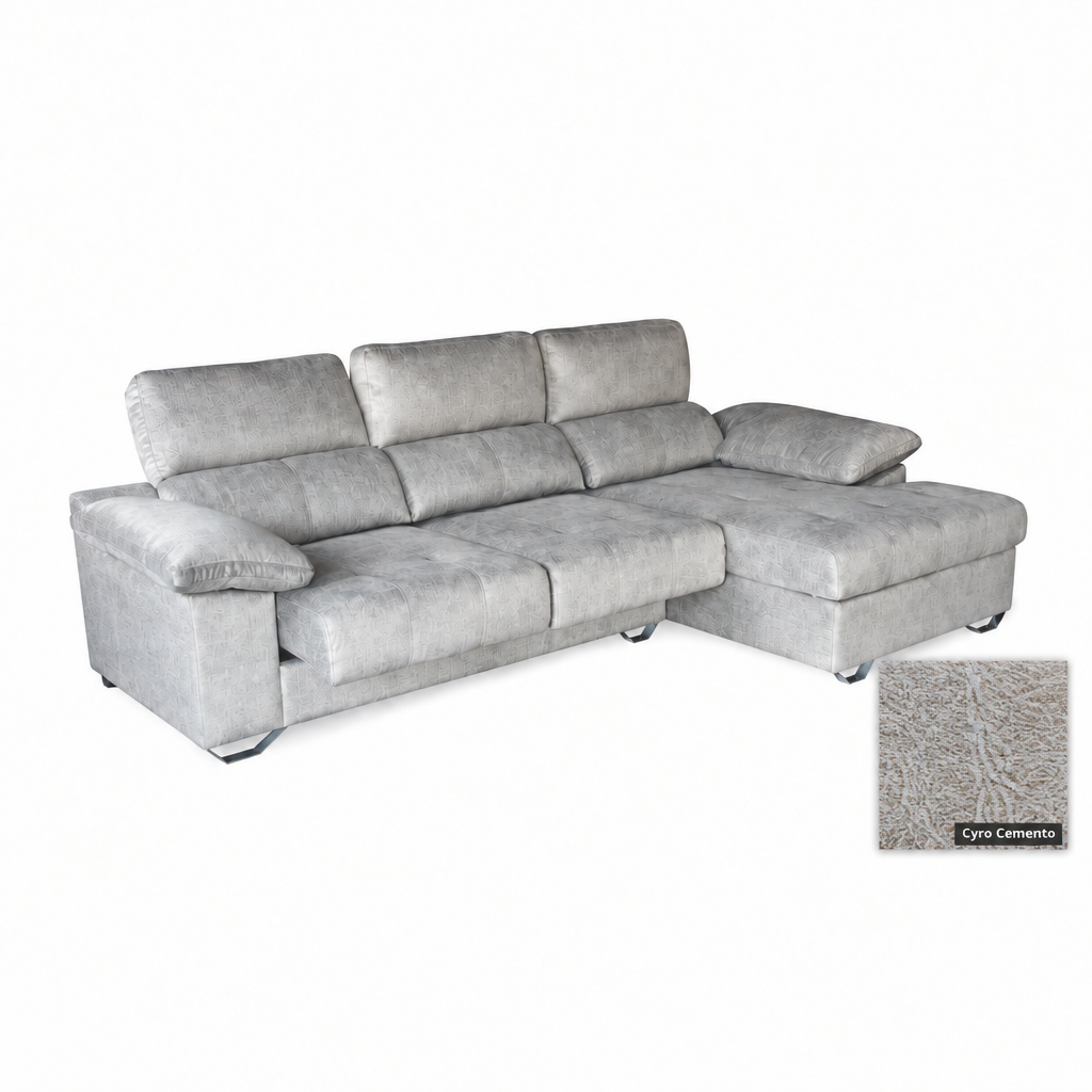 Memory sofa with Cyro Cemento swatch