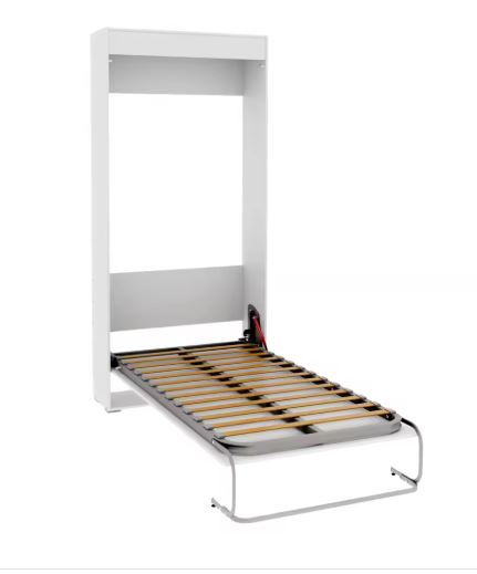 Murphy wall bed open, showing the frame
