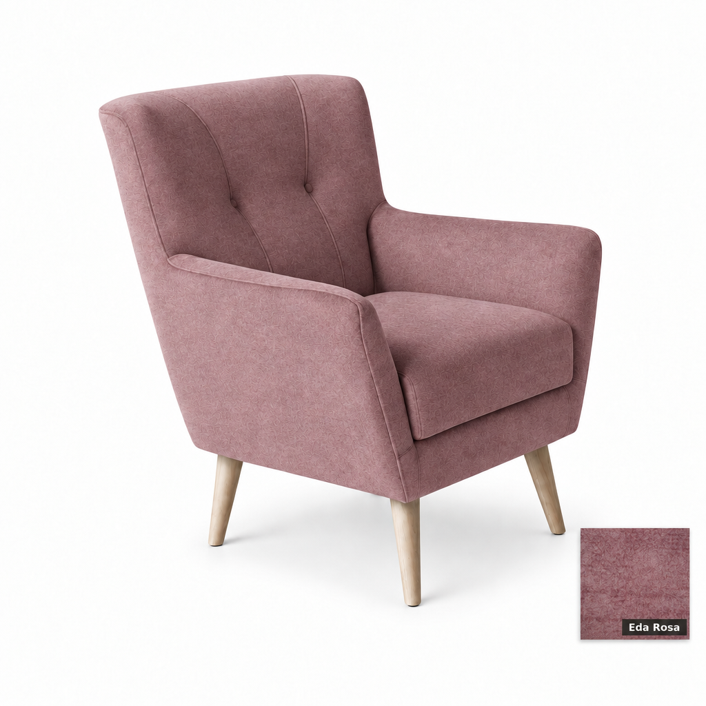 Nordic chair in Eda Rosa with matching swatch