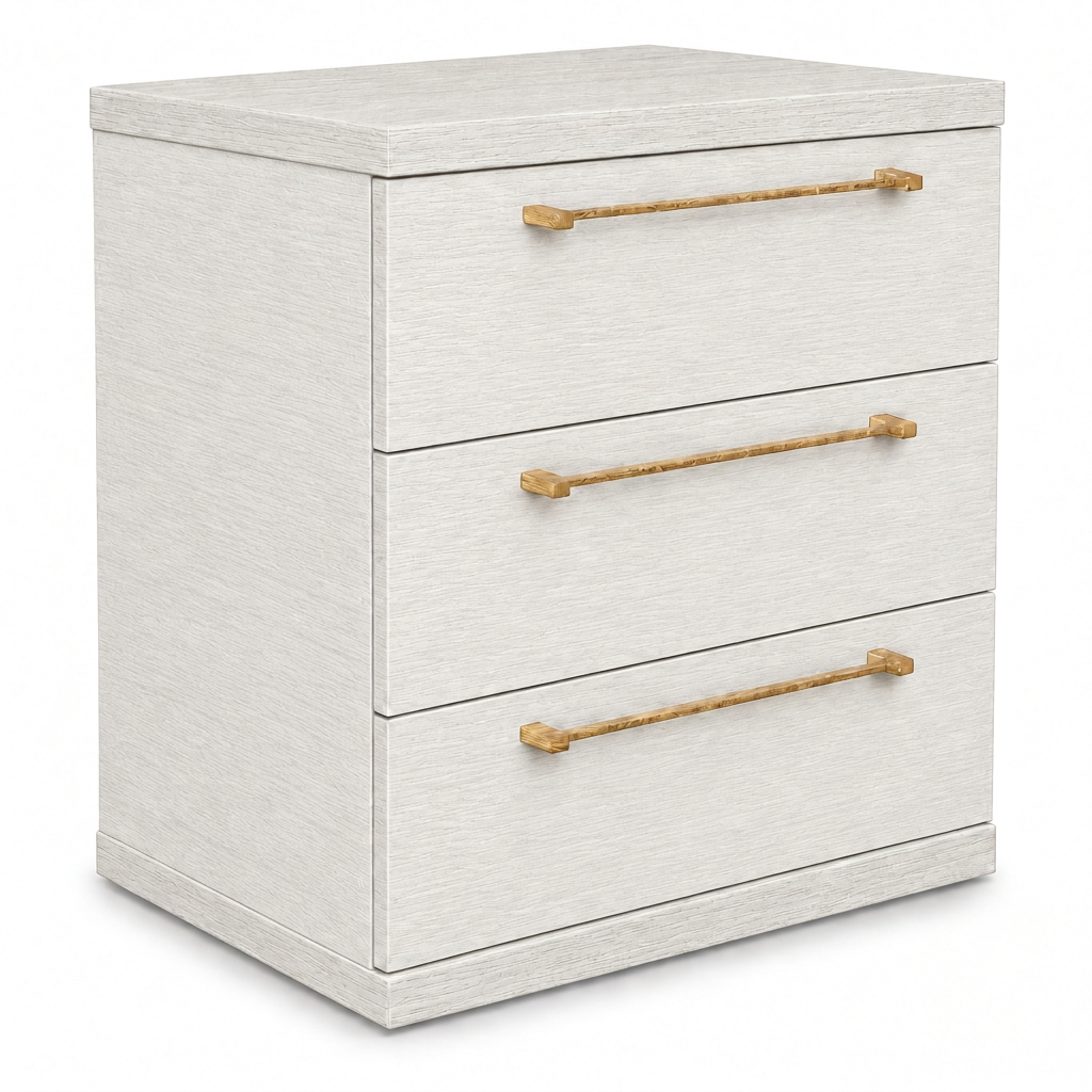 3-drawer bedside table in Polar white