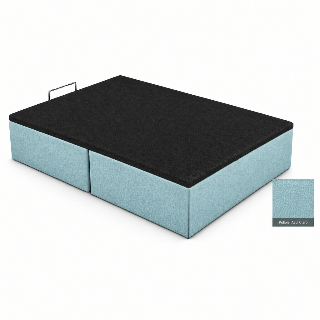 Polipiel Azul Claro bed base with labelled swatch
