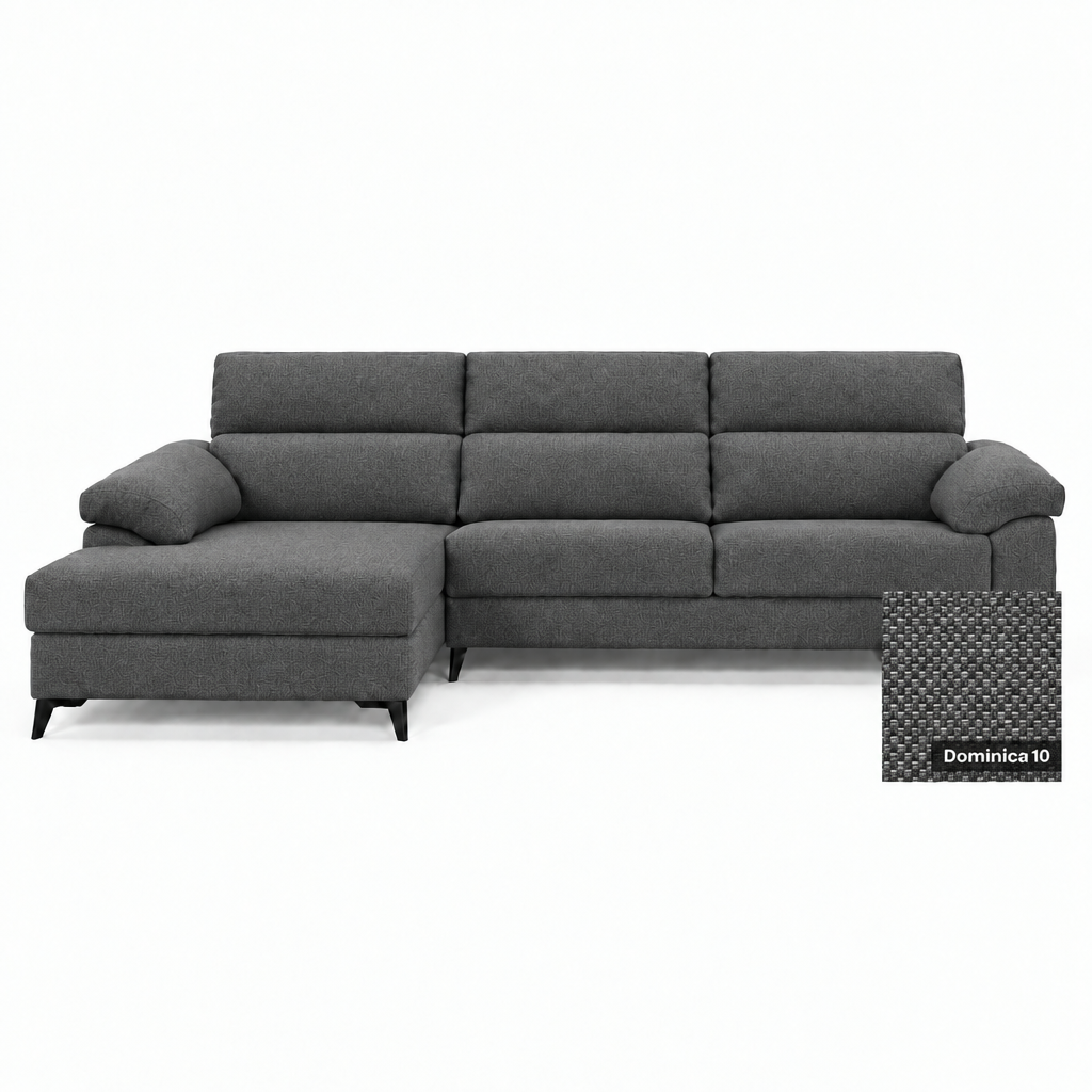 Rumba chaise sofa in Dominica 10 with bottom-right swatch