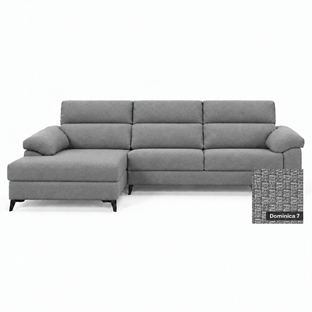 Rumba chaise sofa in Dominica 7 with bottom-right swatch
