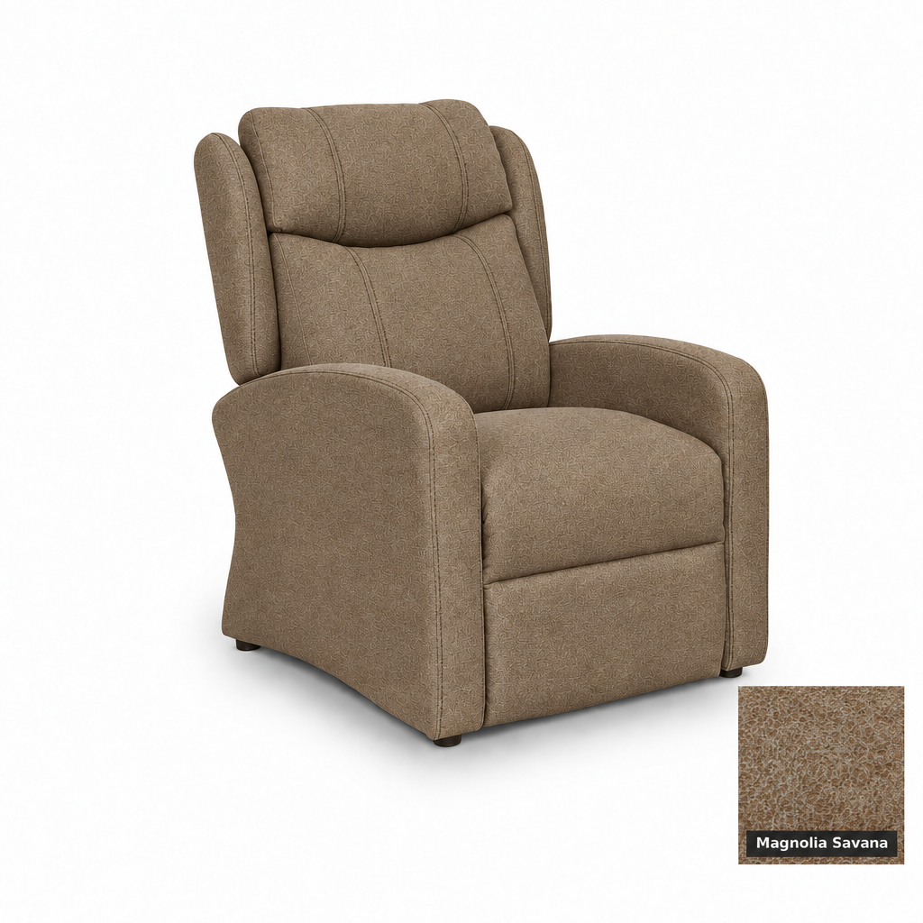 Sara Relax chair in Magnolia Savana with bottom-right swatch
