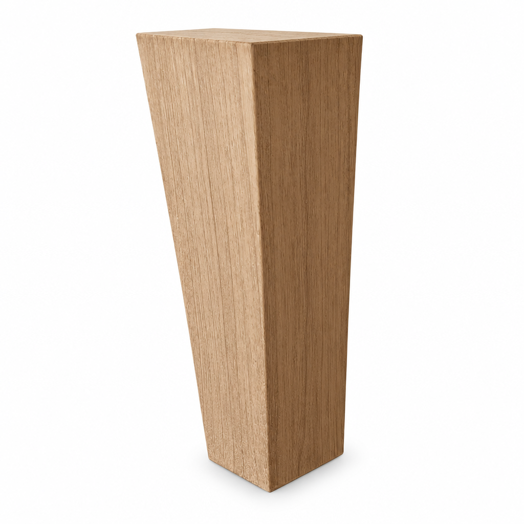 Tapered rectangular wooden leg on white
