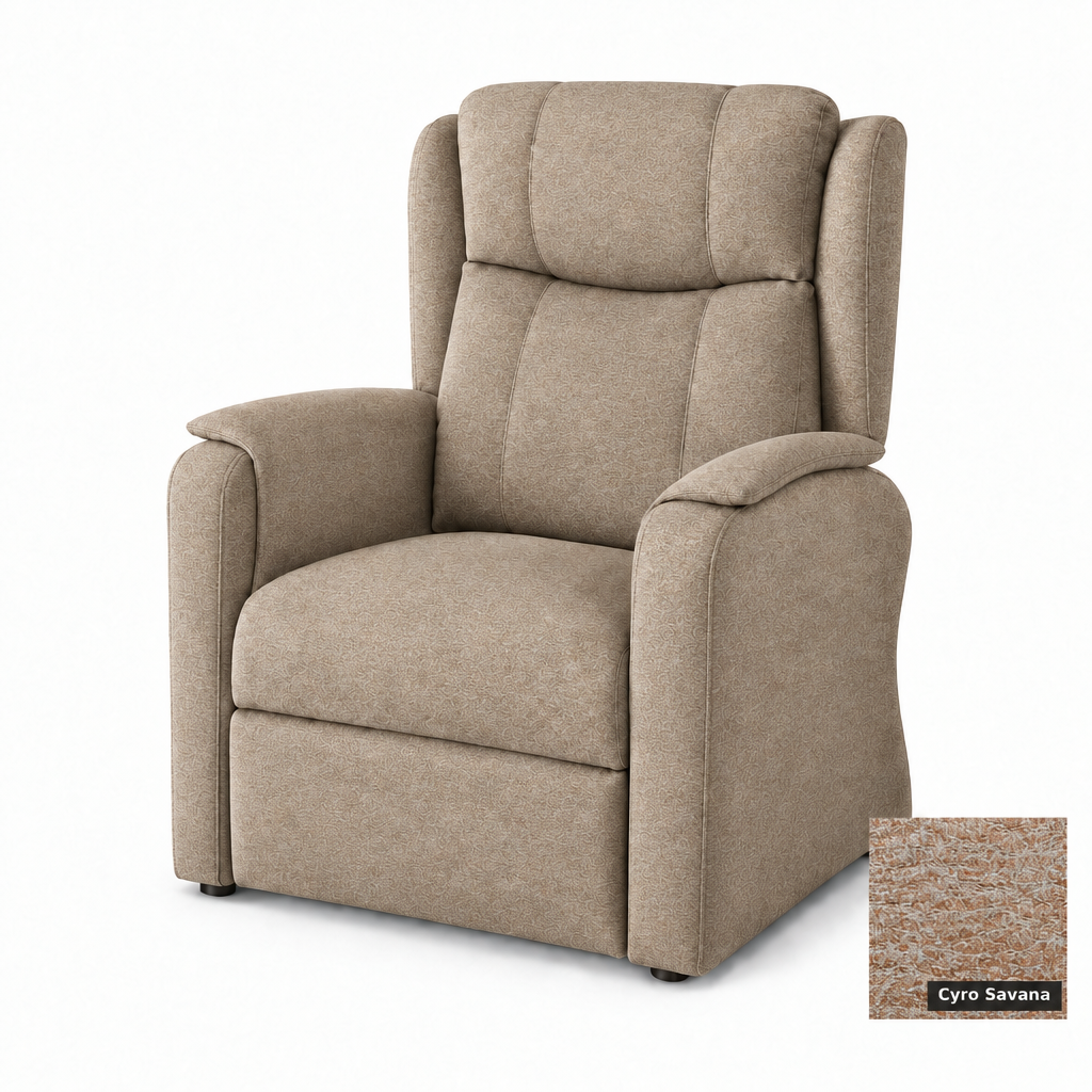 Telma chair in Cyro Savana with bottom-right swatch