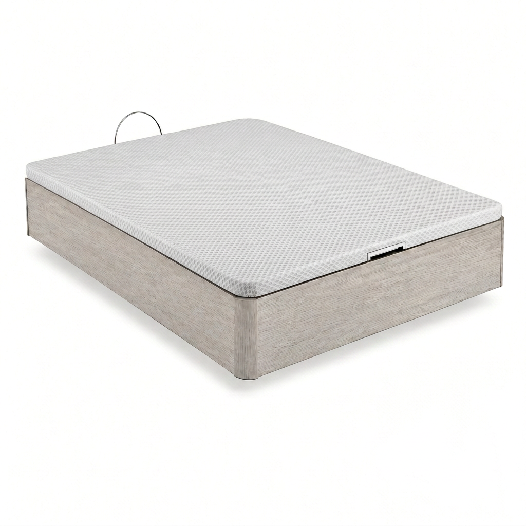 Wooden storage bed in Vintage finish with 3D Blanco top